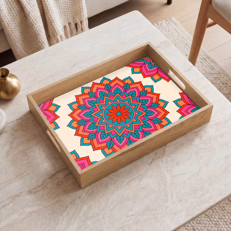 Vassoio - Mandala - Motivo - Astratto - Colorato - Moderno — 2