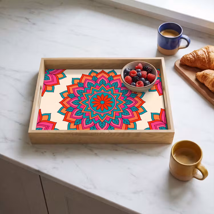 Vassoio - Mandala - Motivo - Astratto - Colorato - Moderno — 3