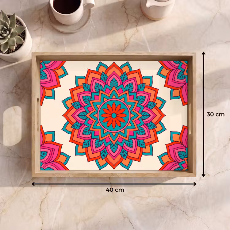 Vassoio - Mandala - Motivo - Astratto - Colorato - Moderno — 7