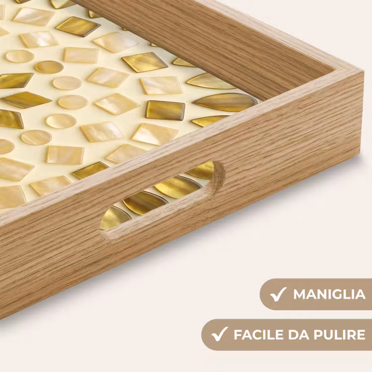 Vassoio - Motivo - Forme - Mosaico - Astratto - Oro — 8