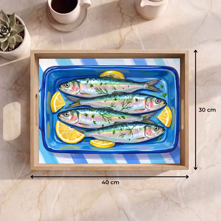 Vassoio - Pesce - Limone - Erbe aromatiche - Cibo - Blu — 7