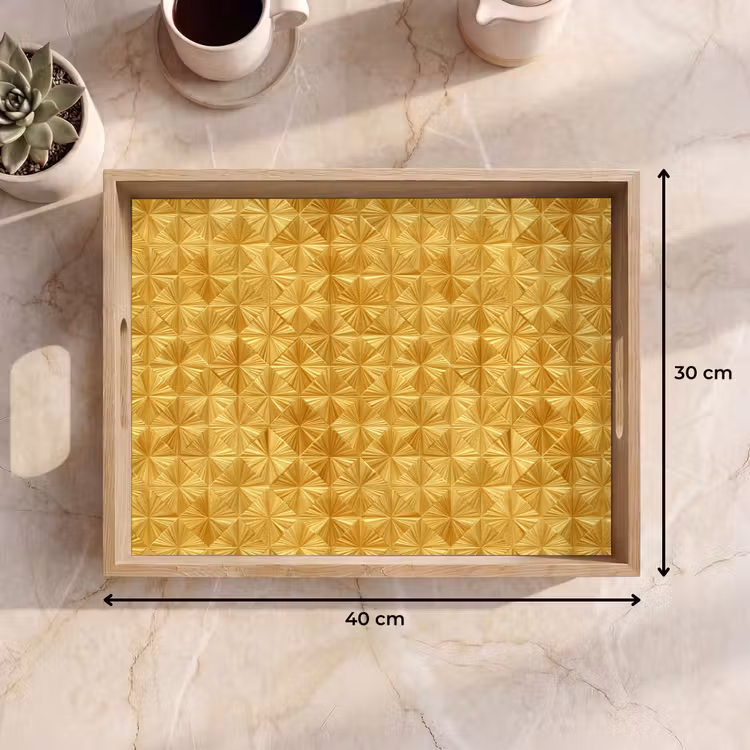 Vassoio - Piastrelle - Geometriche - A rilievo - Oro — 7