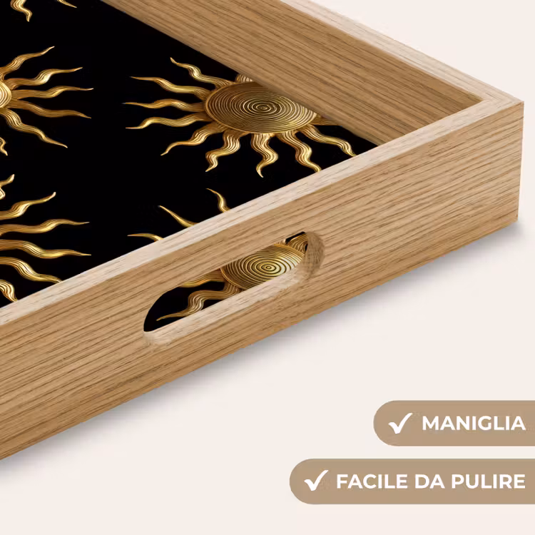 Vassoio - Sole - Motivo - Lusso - Oro - Nero — 8