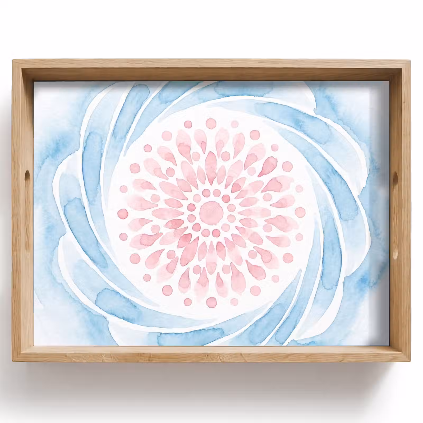 Vassoio - Abstract - Forma floreale - Acquerello - Rosa - Blu — 1