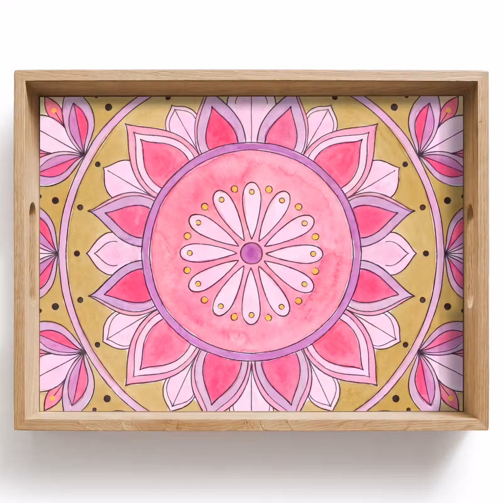 Vassoio - Mandala - Motivo - Arte - Acquerello - Rosa — 1