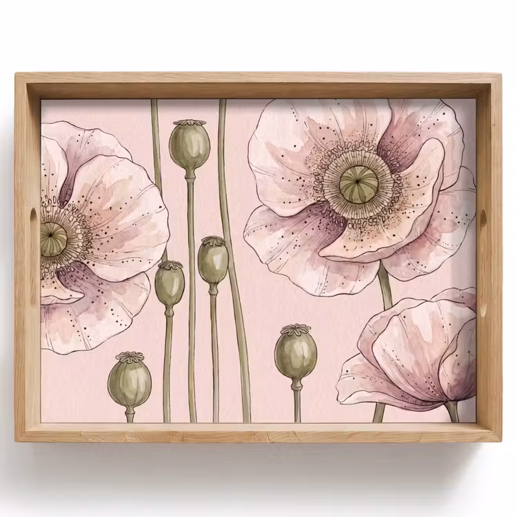 Vassoio - Fiori - Estate - Natura - Acquerello - Rosa — 1