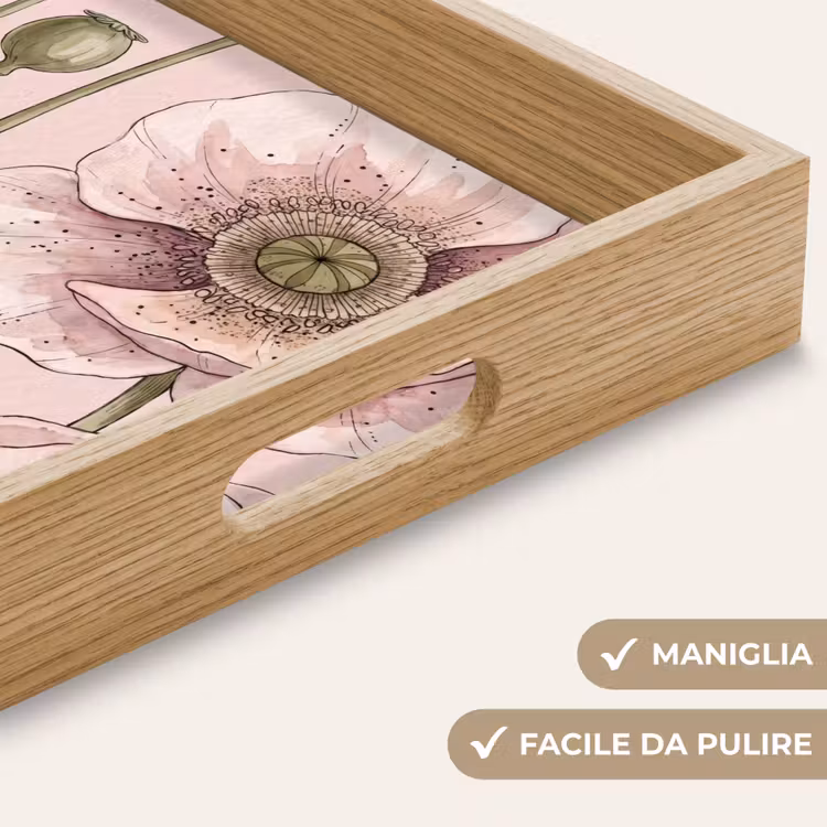 Vassoio - Fiori - Estate - Natura - Acquerello - Rosa — 8