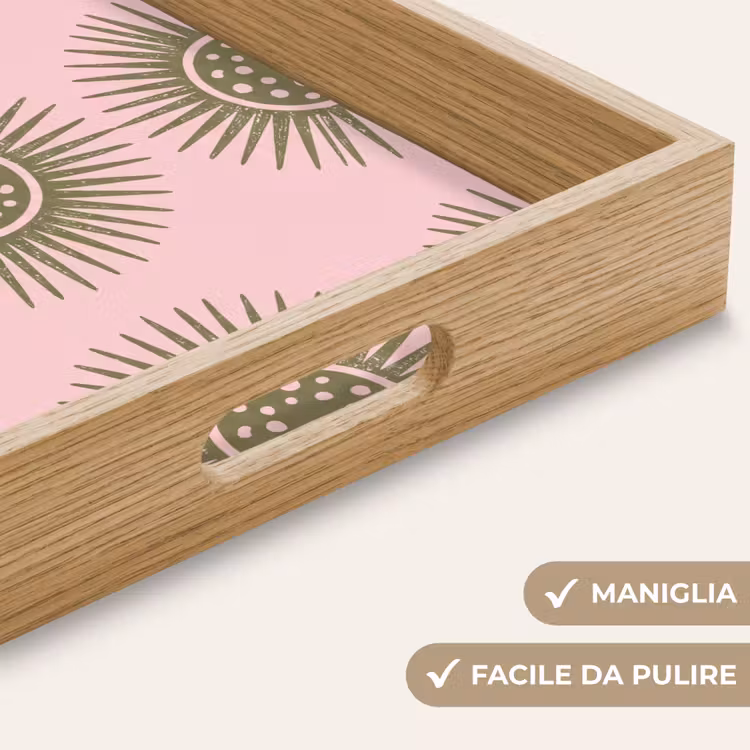 Vassoio - Fiori - Motivo - Astratto - Rosa - Verde — 8