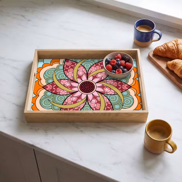 Vassoio - Mandala - Geometrico - Arte - Decorativo - Colorato — 3