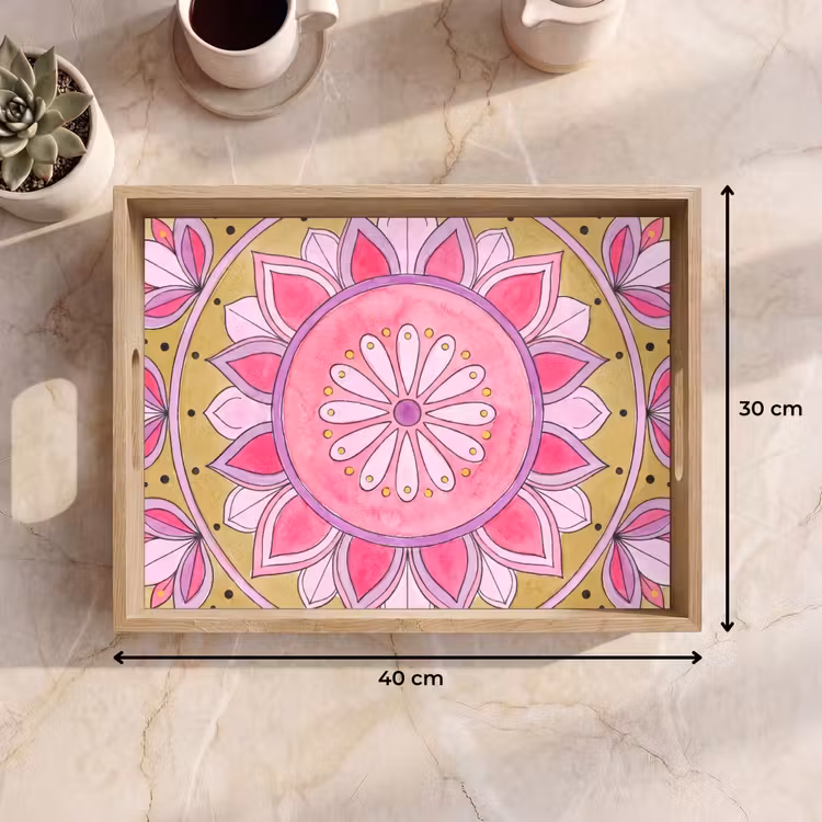 Vassoio - Mandala - Motivo - Arte - Acquerello - Rosa — 7