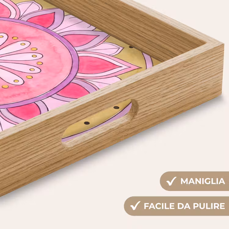 Vassoio - Mandala - Motivo - Arte - Acquerello - Rosa — 8