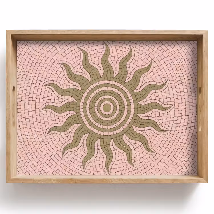 Vassoio - Mosaico - Sole - Motivo - Classico - Rosa — 1