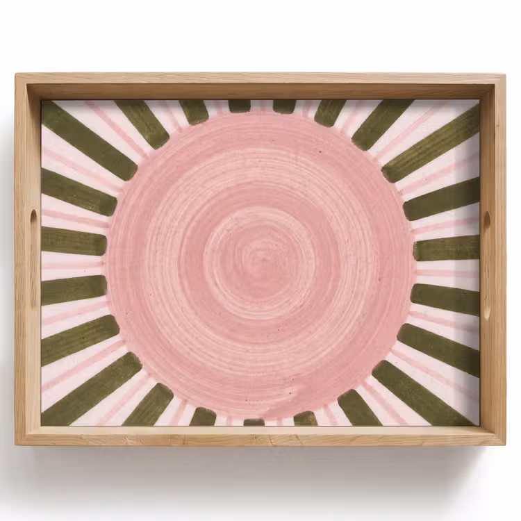 Vassoio - Motivo - Cerchio - Raggi - Astratto - Rosa — 1