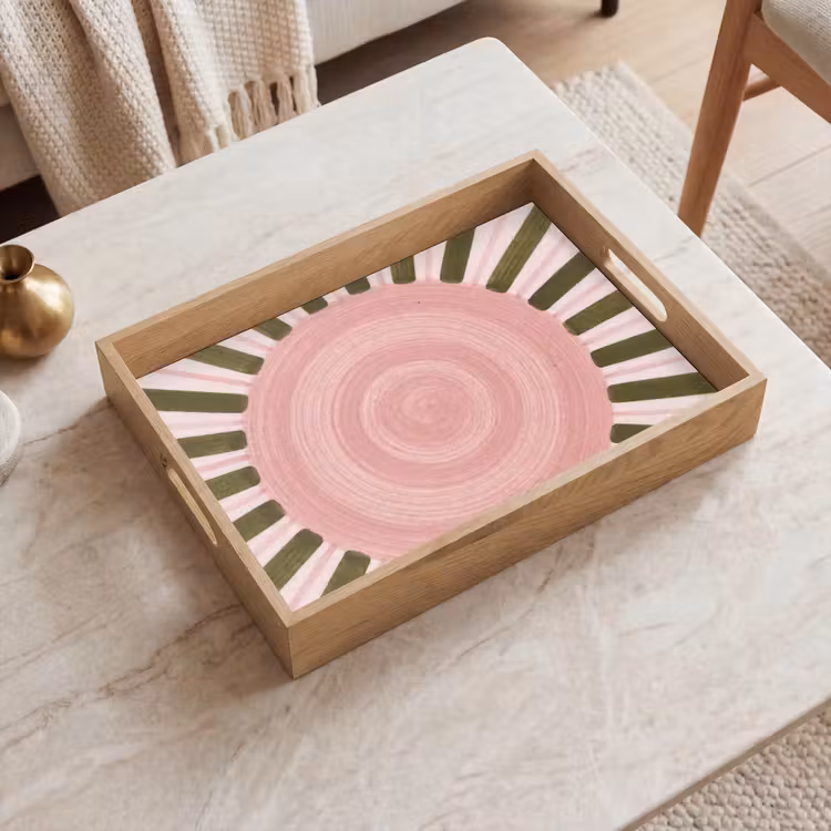 Vassoio - Motivo - Cerchio - Raggi - Astratto - Rosa — 2