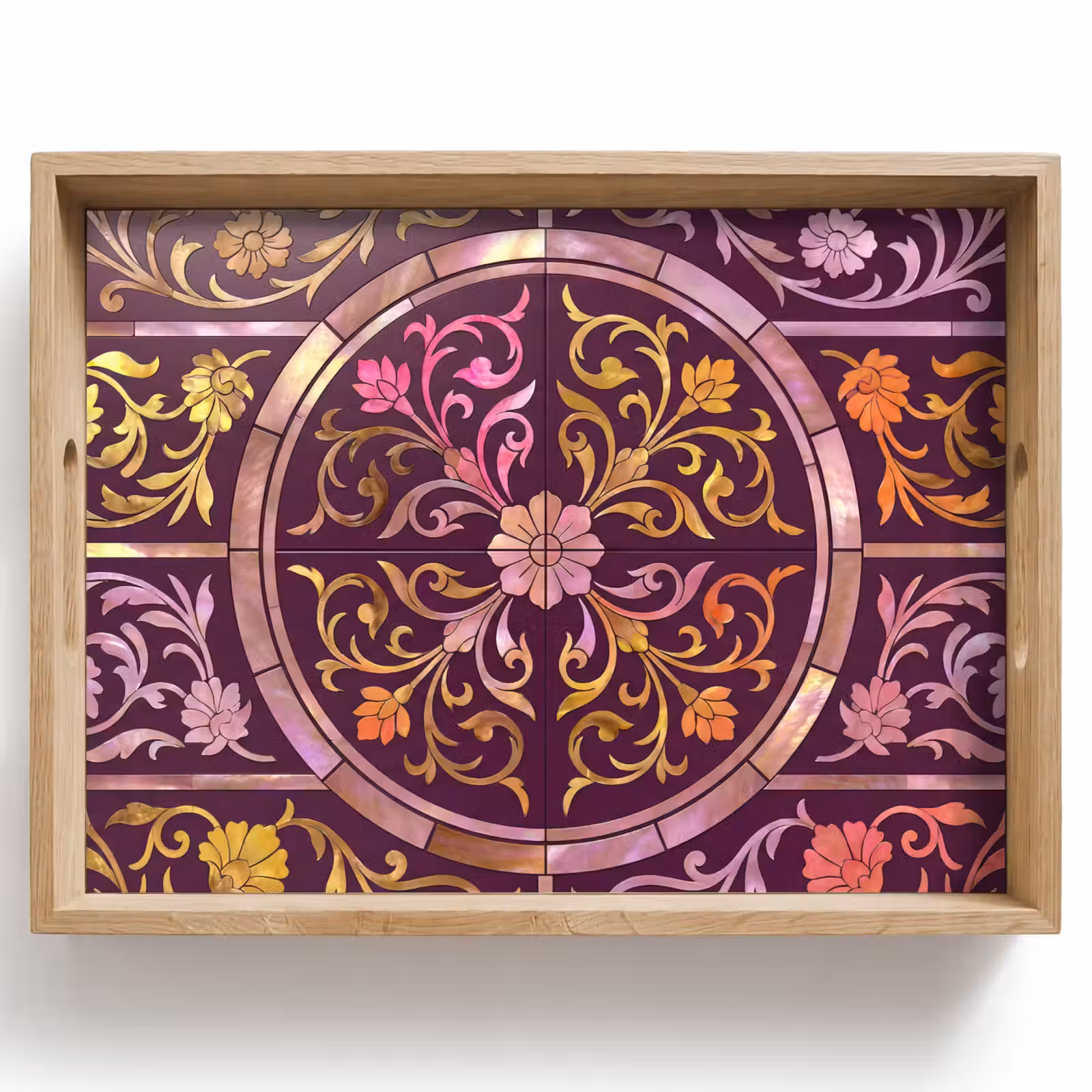 Vassoio - Motivo - Floreale - Orientale - Viola - Oro — 1