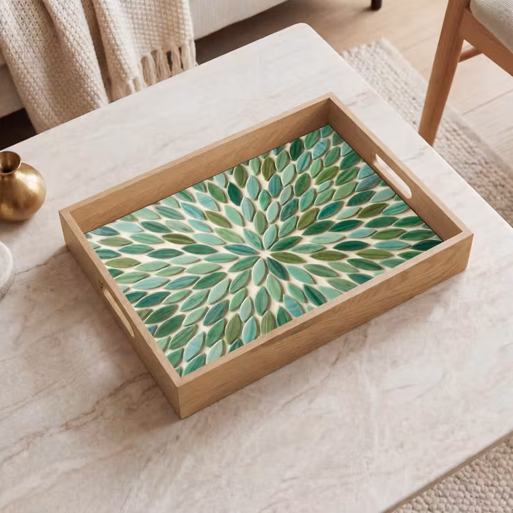 Vassoio - Motivo - Foglia - Verde - Astratto — 2