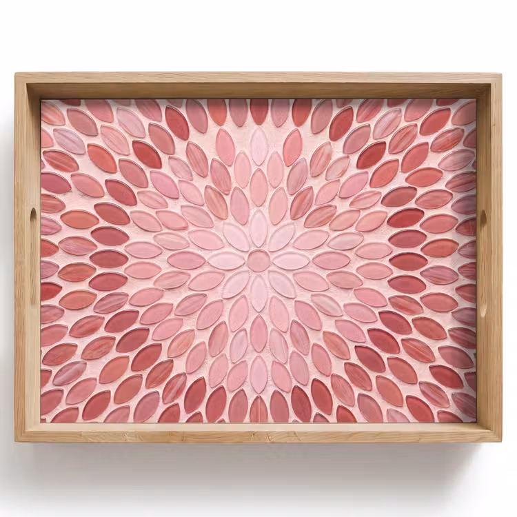 Vassoio - Motivo - Mosaico - Ovale - Astratto - Rosa — 1