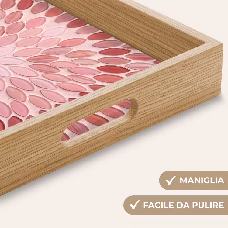 Vassoio - Motivo - Mosaico - Ovale - Astratto - Rosa — 8