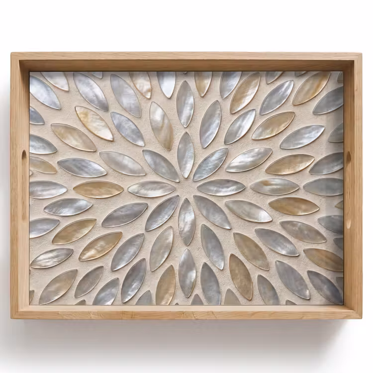 Vassoio - Motivo - Ovale - Lucido - Astratto - Beige — 1