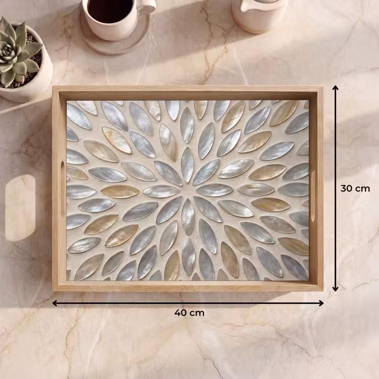 Vassoio - Motivo - Ovale - Lucido - Astratto - Beige — 7