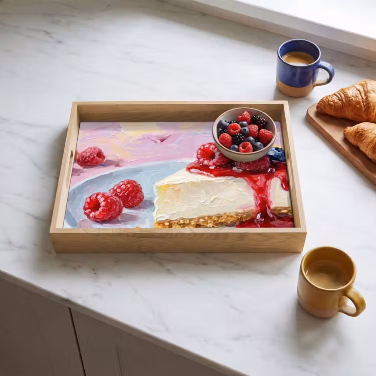 Vassoio - Cibo - Cheesecake - Frutti di bosco - Astratto - Rosa — 3