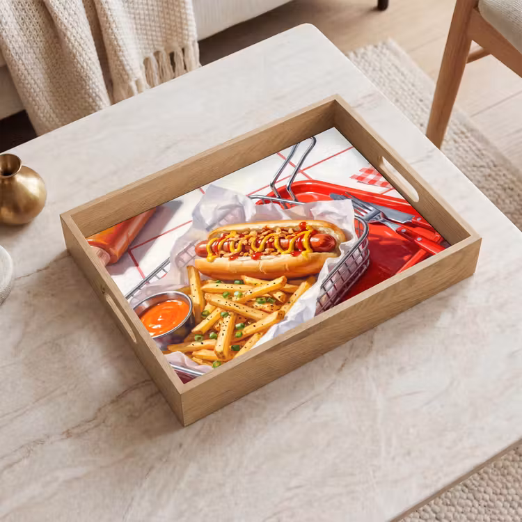 Vassoio - Cibo - Hot dog - Fast food - Moderno - Rosso — 2