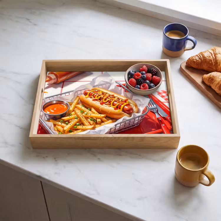 Vassoio - Cibo - Hot dog - Fast food - Moderno - Rosso — 3