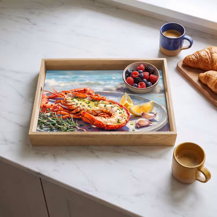 Vassoio - Cibo - Mare - Costa - Moderno - Blu — 3