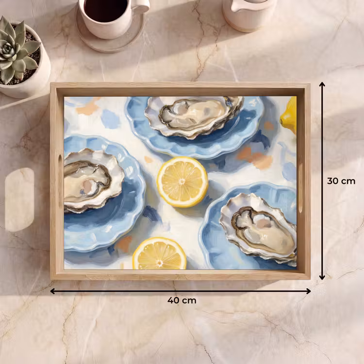 Vassoio - Cibo - Ostriche - Limoni - Moderno - Giallo — 7