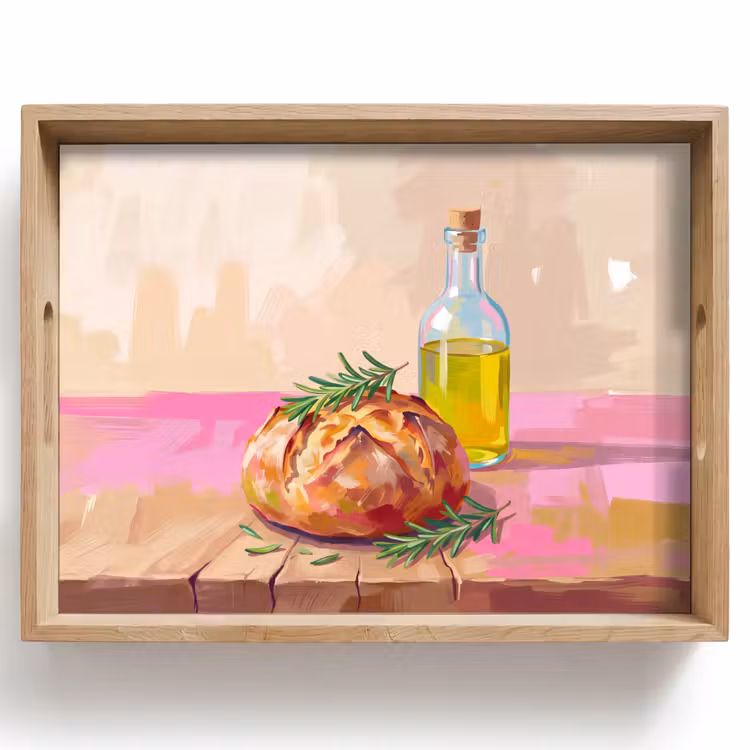 Vassoio - Cibo - Pane - Olio d'oliva - Astratto - Cucina — 1
