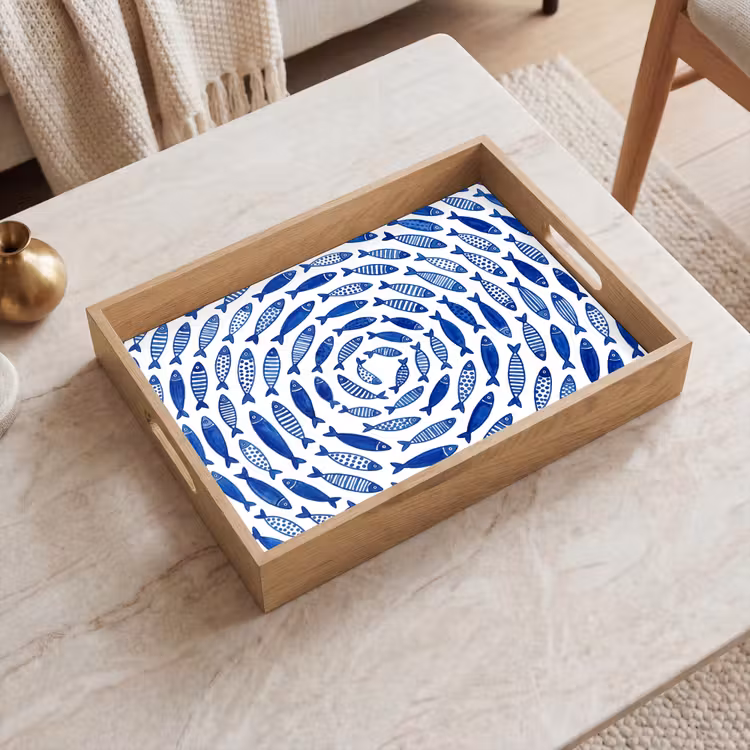 Vassoio - Pesci - Motivo - Sott'acqua - Astratto - Blu — 2