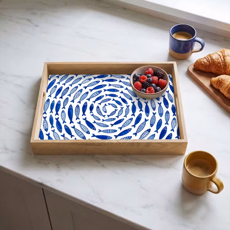 Vassoio - Pesci - Motivo - Sott'acqua - Astratto - Blu — 3