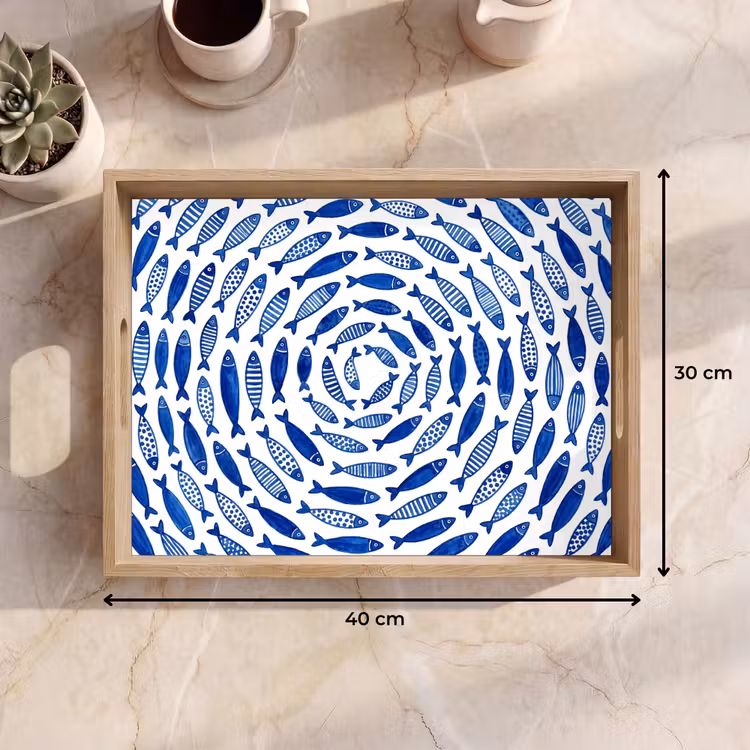 Vassoio - Pesci - Motivo - Sott'acqua - Astratto - Blu — 7