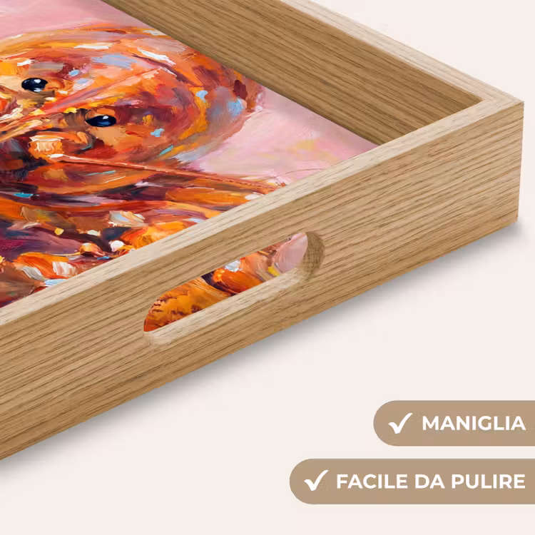 Vassoio - Vita marina - Aragosta - Spruzzi - Astratto - Rosa — 8