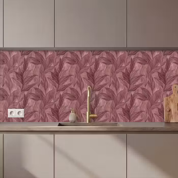 Schienale cucina - Foglie - Motivo - Viola